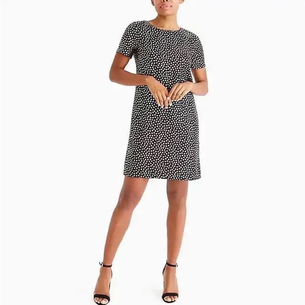 J. Crew Shift Dress in Black and Gold Heart Print Size 0